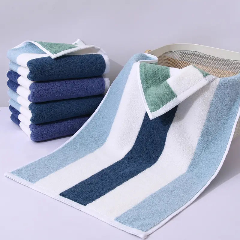 Cotton Stripe Hand Towel – Absorbent Thickened Bathroom Towel