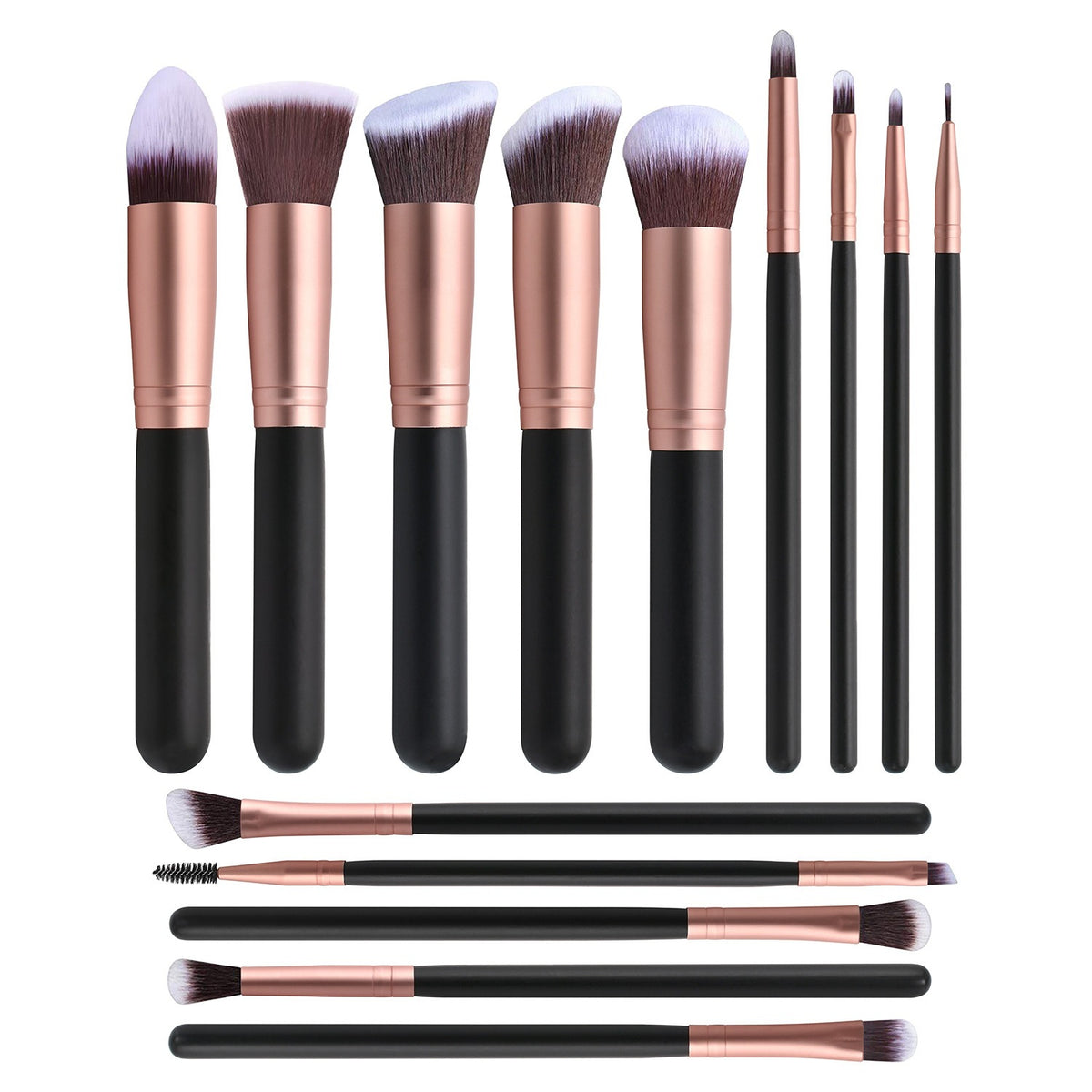 14-Piece Black and Rose Gold Makeup Brush Set