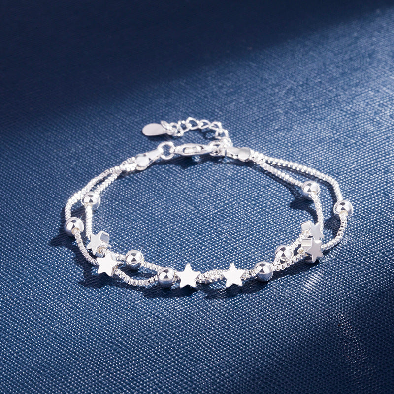 Women’s Silver Pentagram Bracelet – Star Charm Fashion Wrist Jewelry