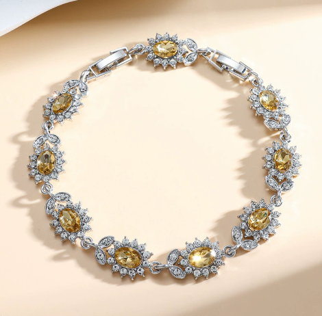 Women’s Inlaid Crystal Cross Bracelet – Colorful Geometric Fashion Jewelry