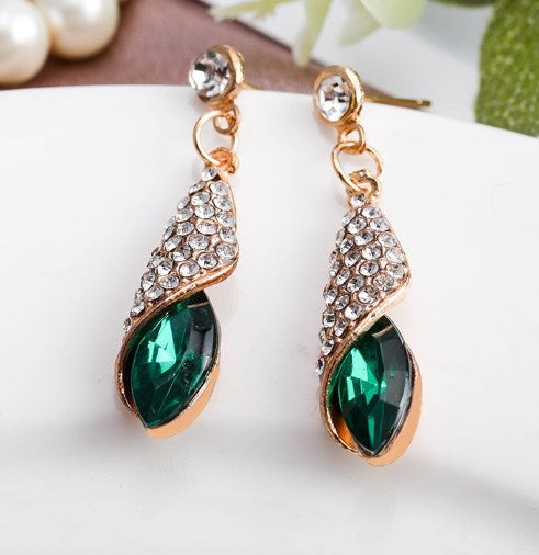 Gemstone Glass Drop Earrings for Women – Elegant Colorful Dangle Jewelry