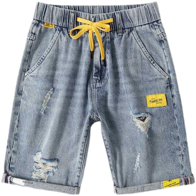 Men’s Loose Five-Point Denim Shorts – Lightweight Straight-Fit Summer Shorts