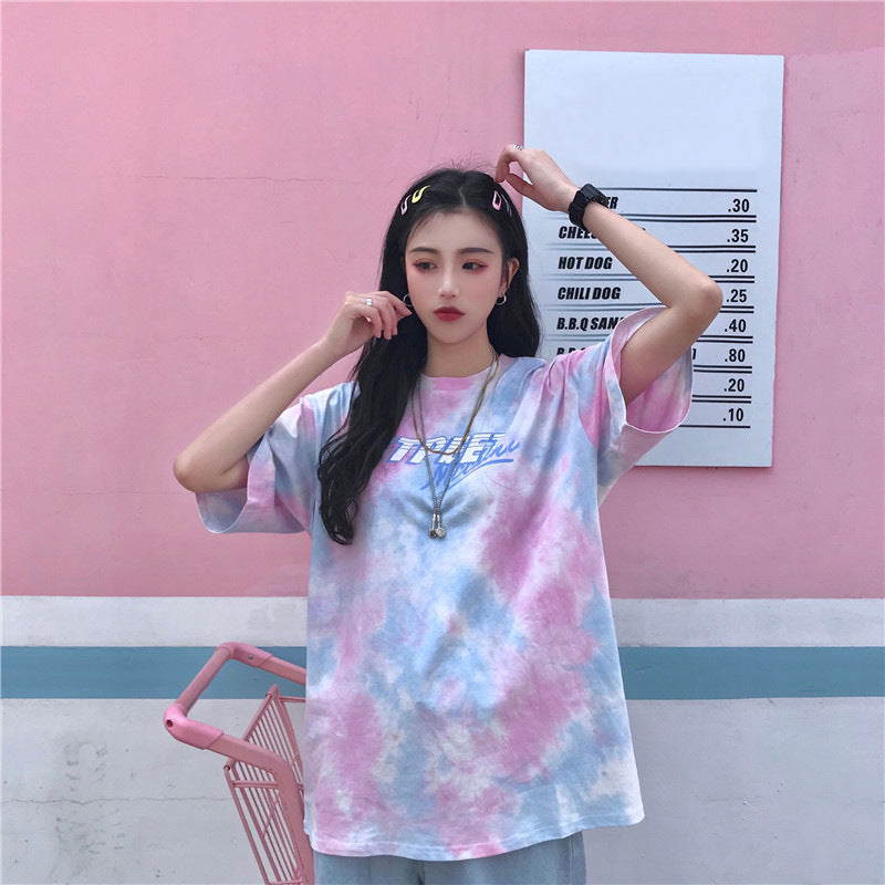 Loose Harajuku Style Tie-Dye T-Shirt for Women