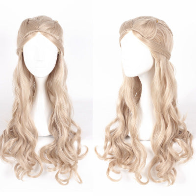 70cm Braided Long Curly Hair Extensions – Brown High-Temperature Fiber Long Curly Hairpiece