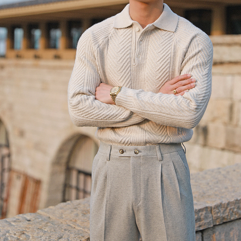 Men’s Cozy Cable Knit Long Sleeve Shirt – Warm Relaxed Fit Half-Button Sweater