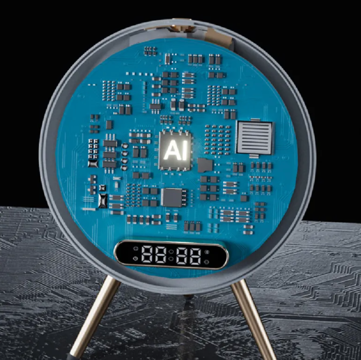 LED Mirror Alarm Clock with Wireless Charger & Bluetooth Speaker