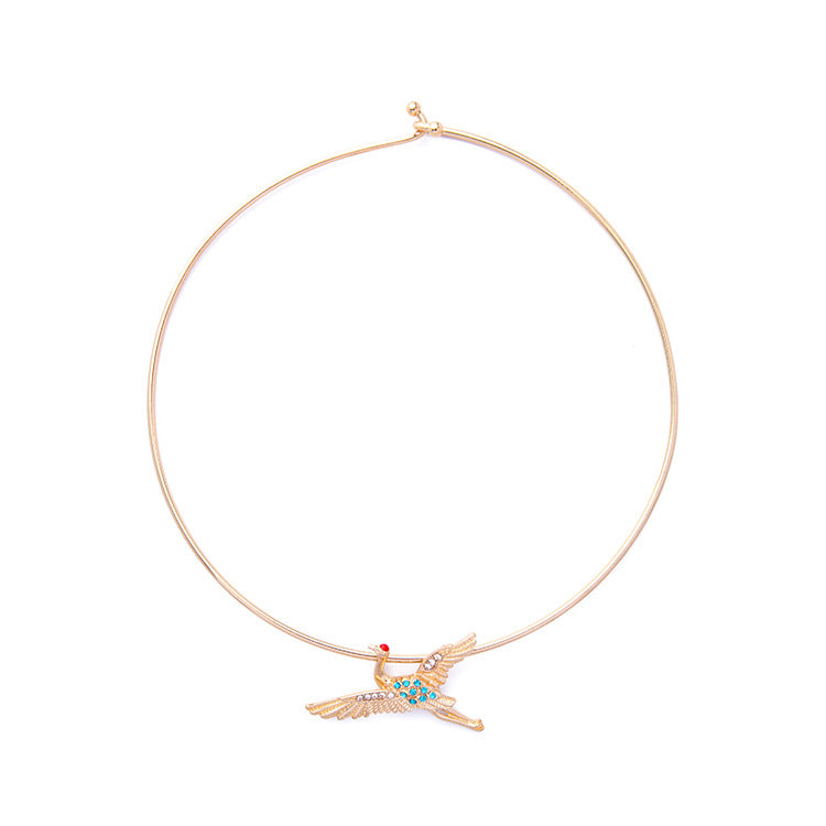 Minimalist Rhinestone Bird Alloy Choker Necklace