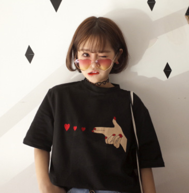 Embroidered Short Sleeve T-Shirt for Women, Loose Fit
