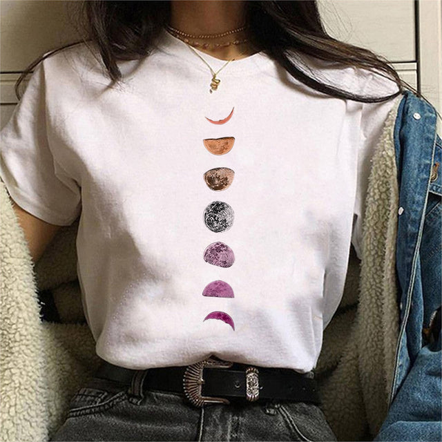 Aesthetic Universe Planets Graphic T-Shirt for Women