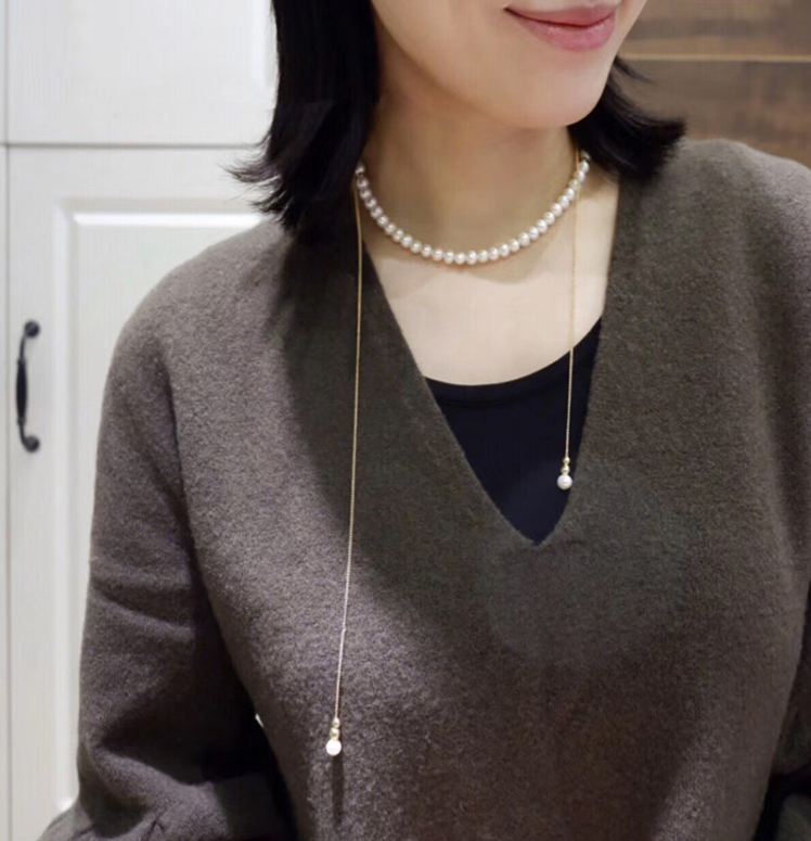 Long Tassel Pearl Sweater Necklace