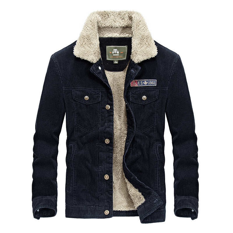 Men’s Corduroy Jacket with Fleece Lining – Oversized Warm Winter Jacket