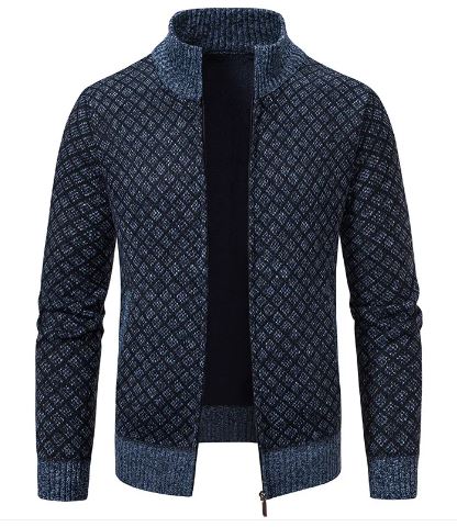 Men’s Fleece Stand Collar Cardigan Sweater Coat – Thick Slim-Fit Fall & Winter Layer, 5 Colors, M–3XL