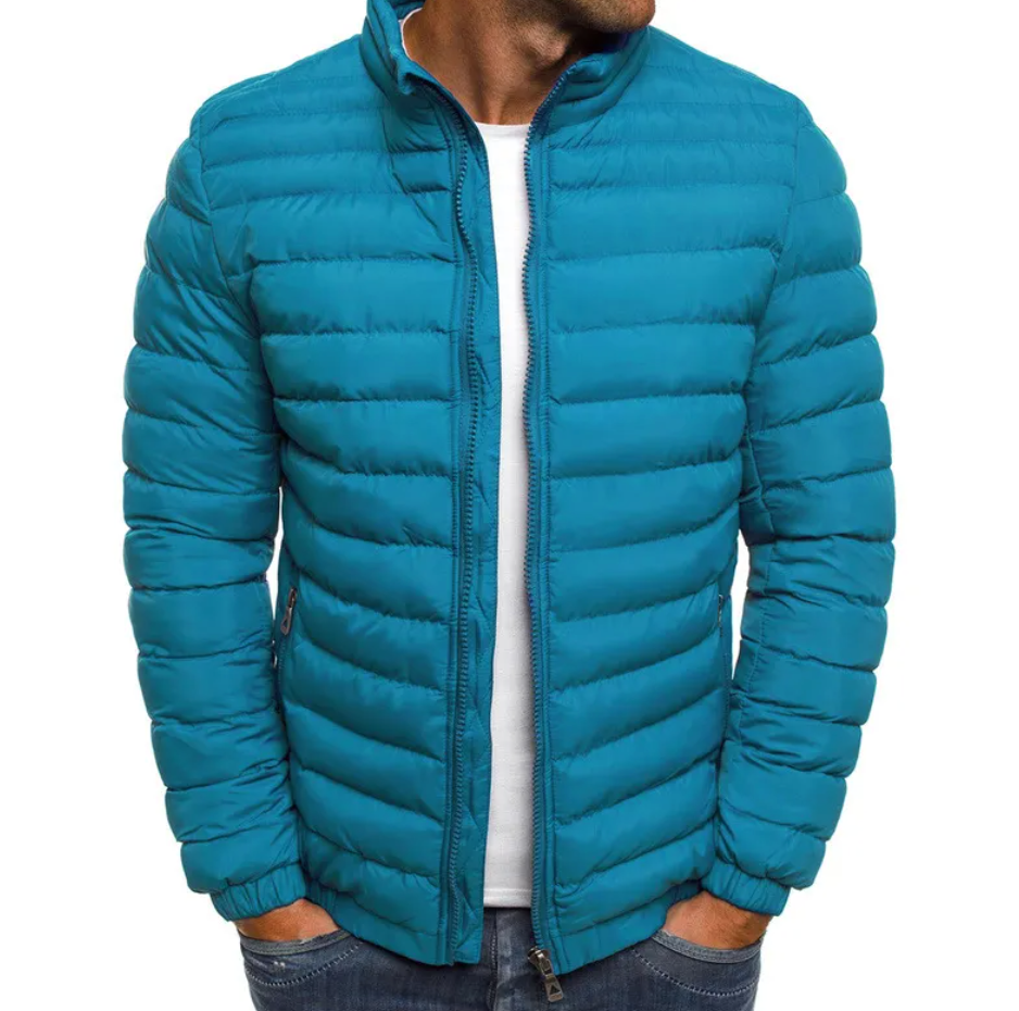 Men’s Winter Cotton Padded Jacket – Warm Zip-Up Polyester Coat, 7 Colors, S–3XL