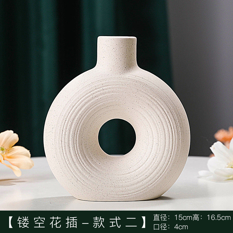 European Ceramic Flower Vase Collection – Textured Nordic Accent for Modern Home Decor