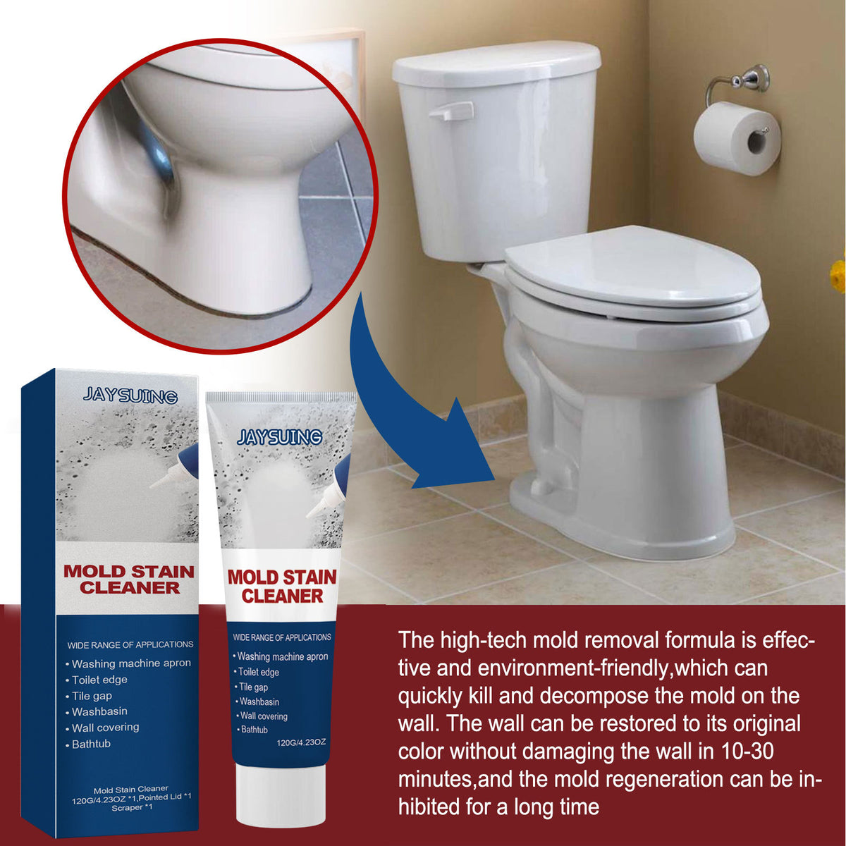 Mold Removal Gel – Penetrating Mildew Remover with Scraper, 120g