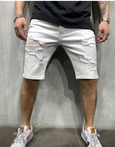 Men’s Slim-Fit Distressed Denim Pants with Ripped Details – USA