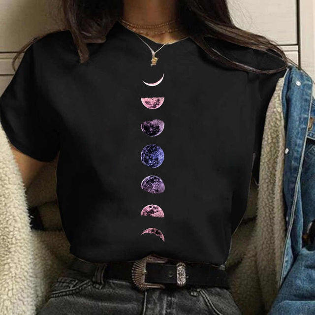Aesthetic Universe Planets Graphic T-Shirt for Women