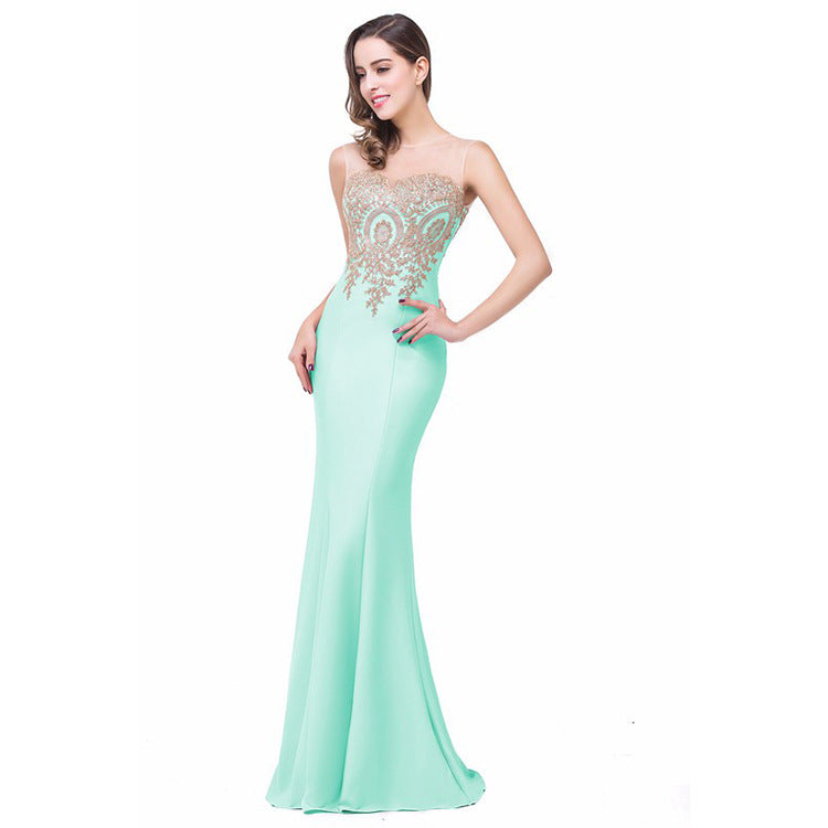 Amazon Europe Evening Dress with Sheer Back and Mermaid Hem for Women USA