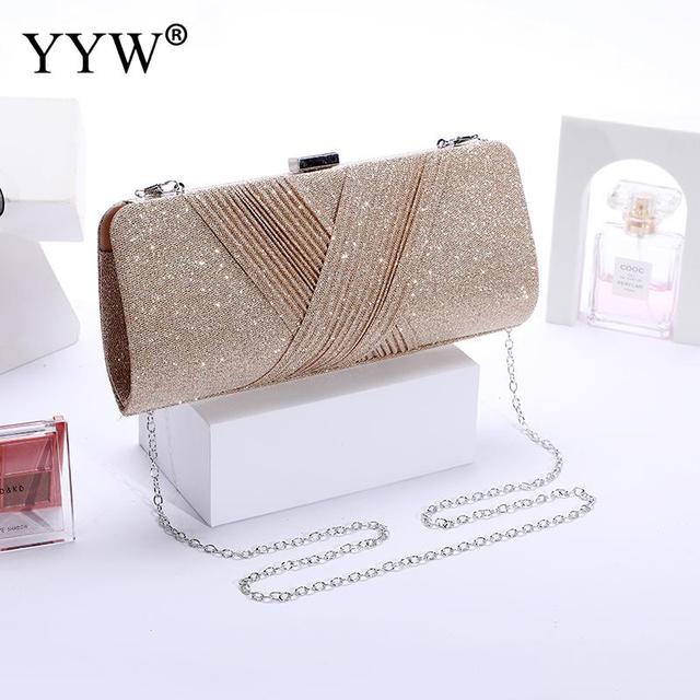 Sequined Glitter Evening Clutch Bag for Women – Sparkling Dumpling Shoulder Bag with Chain Strap