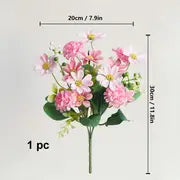 Everlasting Hydrangea Daisy Bouquet – Lifelike Faux Flower Bunch for Elegant Home Decor