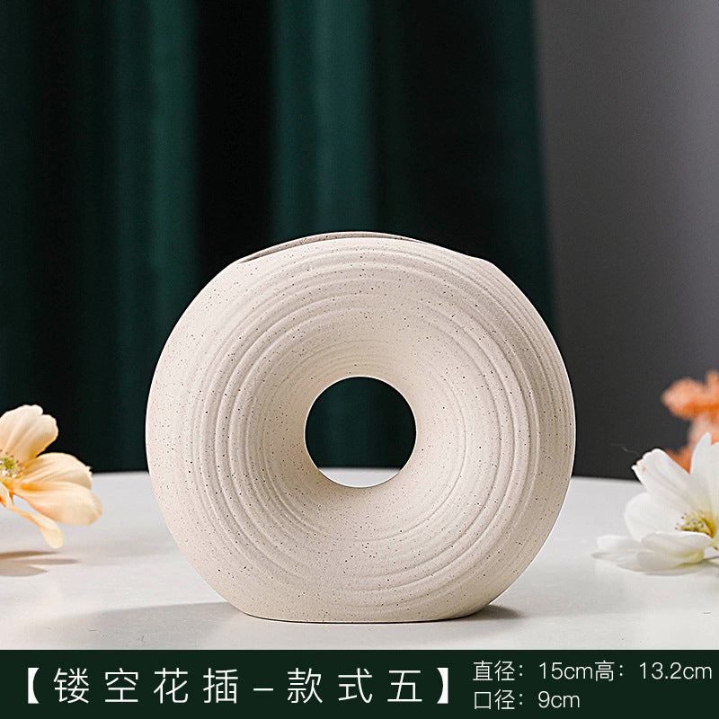 European Ceramic Flower Vase Collection – Textured Nordic Accent for Modern Home Decor