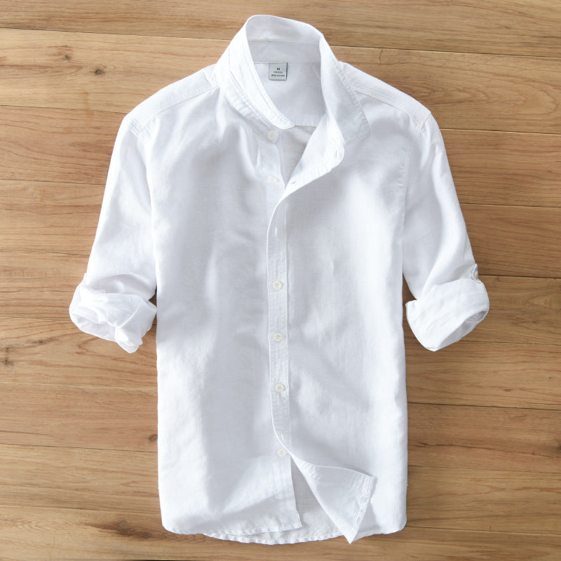 Men’s Hemp Blend Long Sleeve Casual Shirt – Breathable Tailored Button-Up Shirt