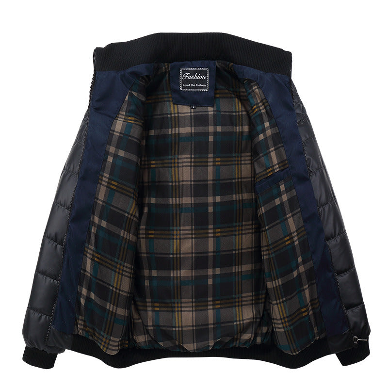 Men’s Cotton Jacket – Solid Color Spliced Casual Outerwear USA