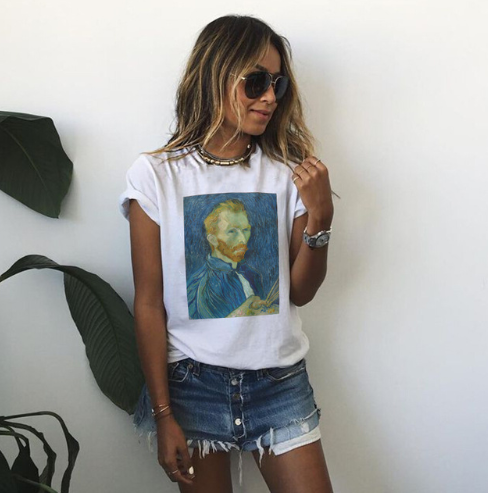 Van Gogh Print Loose T-Shirt for Women