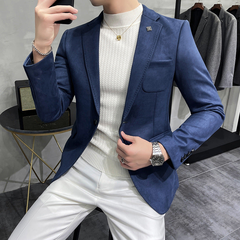 Men’s Slim Fit Faux Suede Blazer Jacket – Lightweight Smart Casual Jacket, M–4XL
