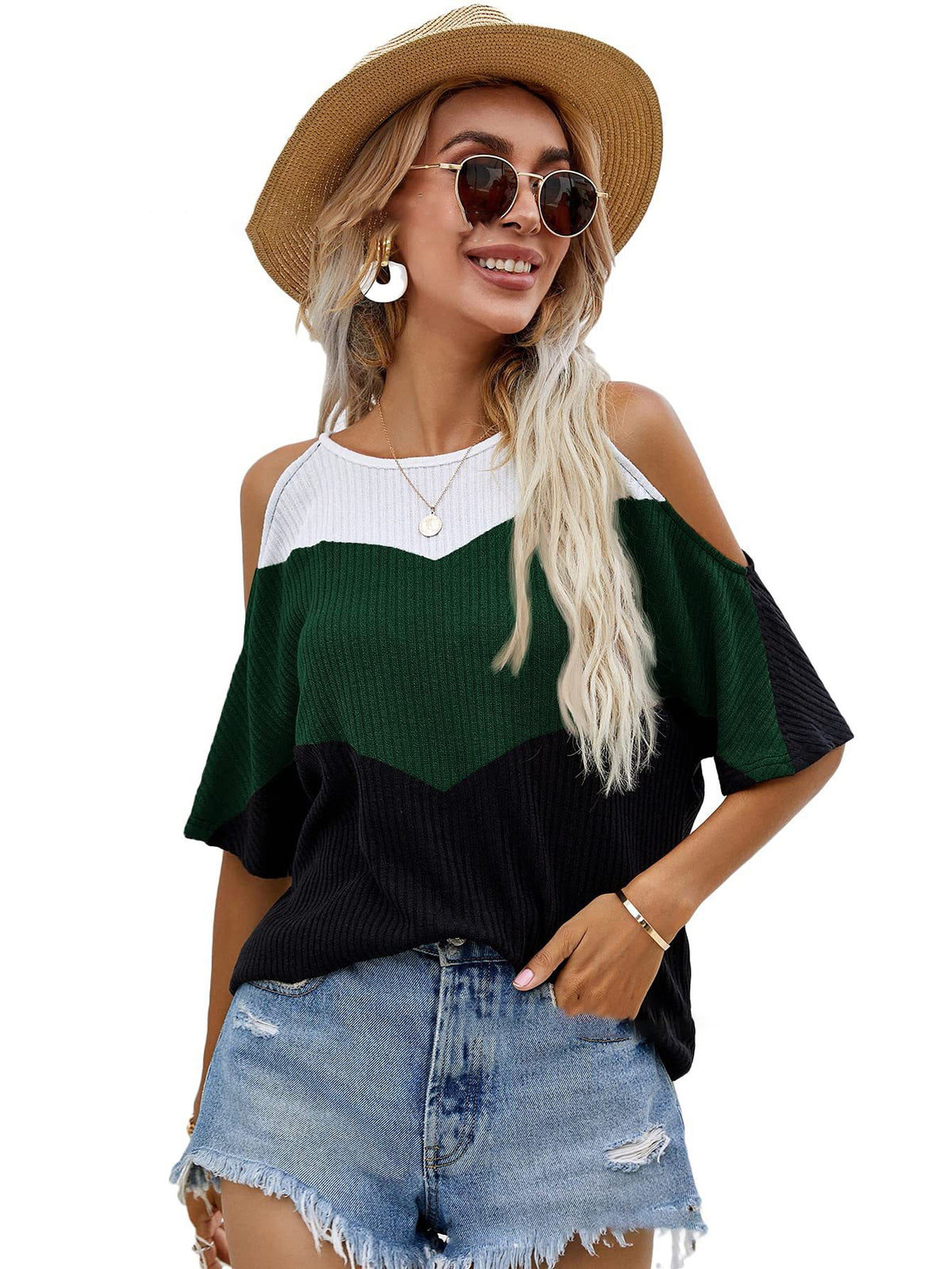 Multicolor Short Sleeve Pullover T-Shirt for Women