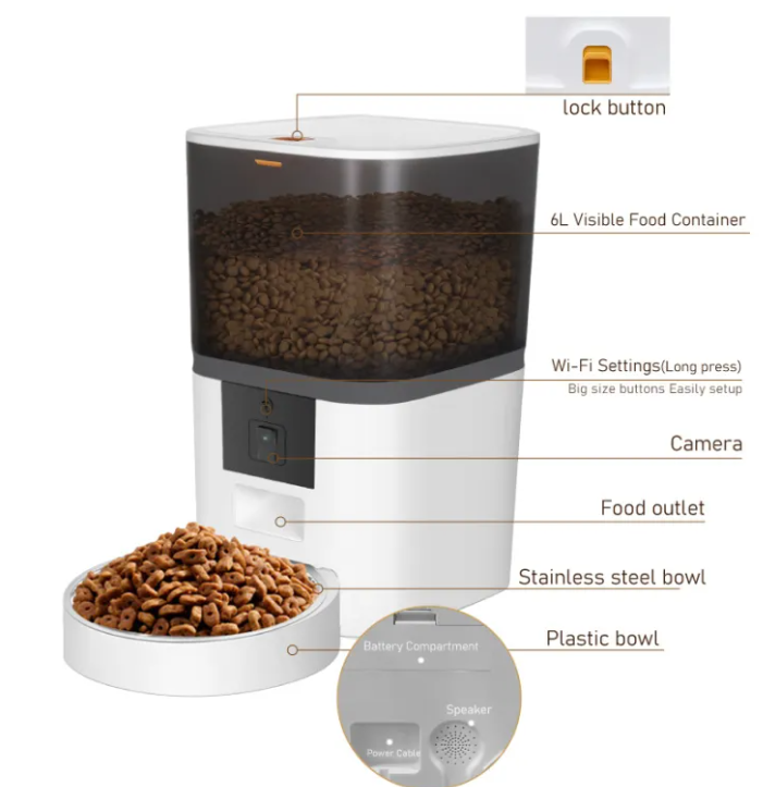 Smart Automatic Pet Feeder – 4L/6L Electronic Food Dispenser for Dogs & Cats