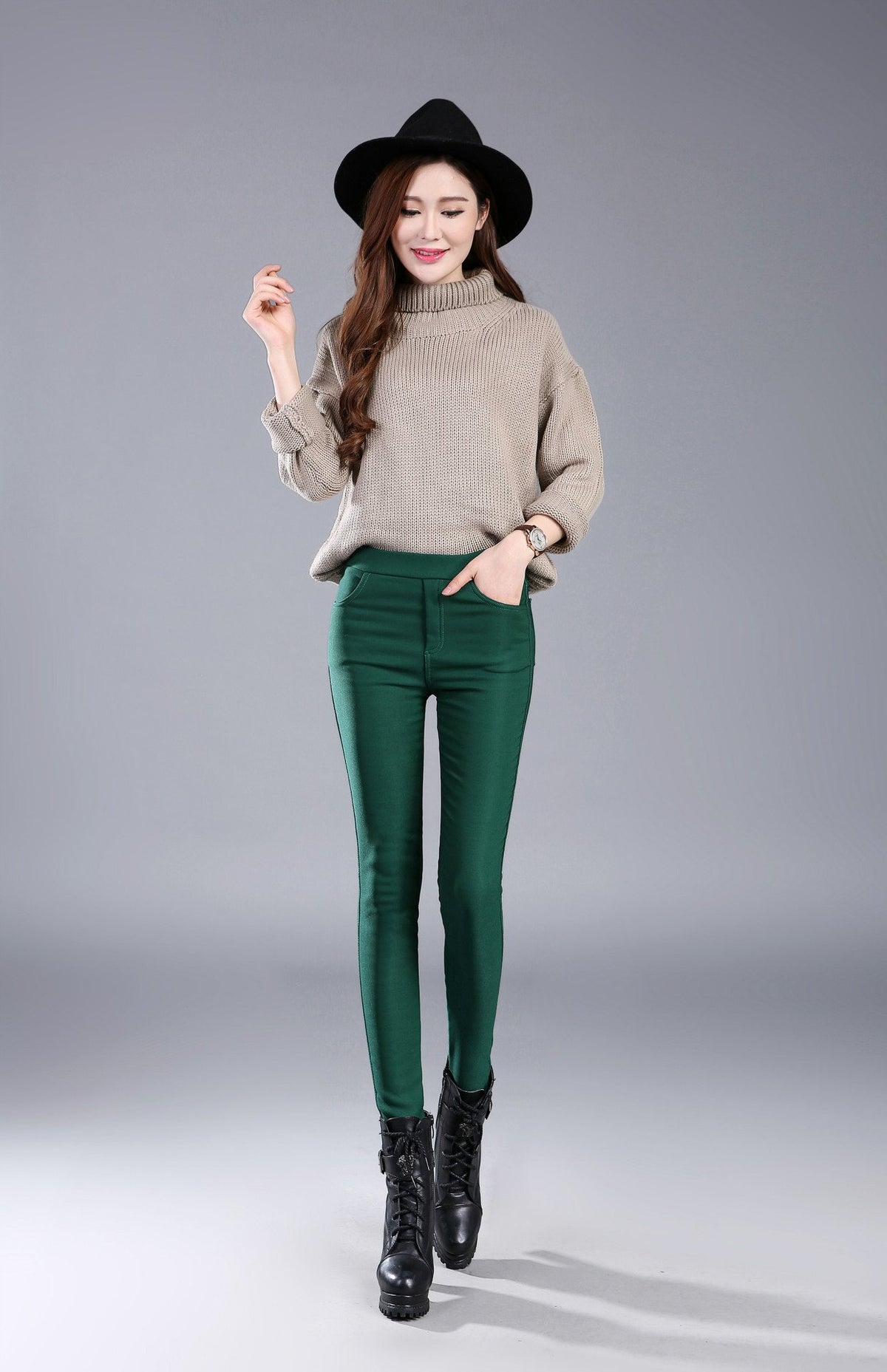 Women’s Plus Size Thick Fleece-Lined Winter Leggings – Warm Cotton Slim-Fit Pants, 5 Colors, S–4XL