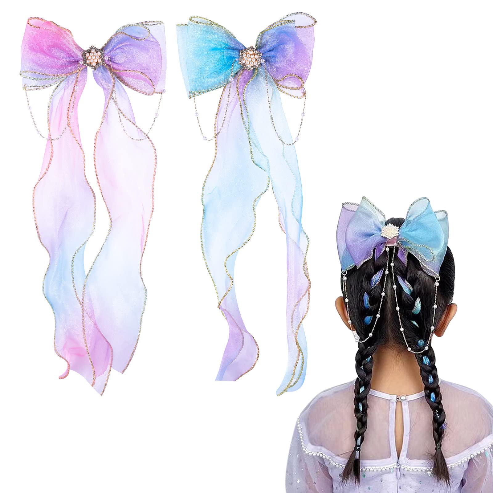 Rainbow Bow Hair Ties – Handmade Kawaii Hair Bows for Girls & Teens