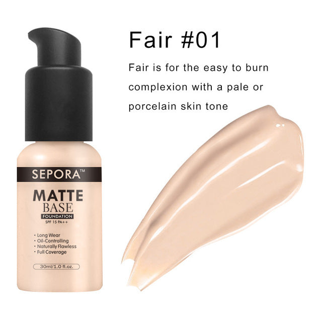 Matte Waterproof Liquid Foundation & Concealer – Full Coverage Face Makeup