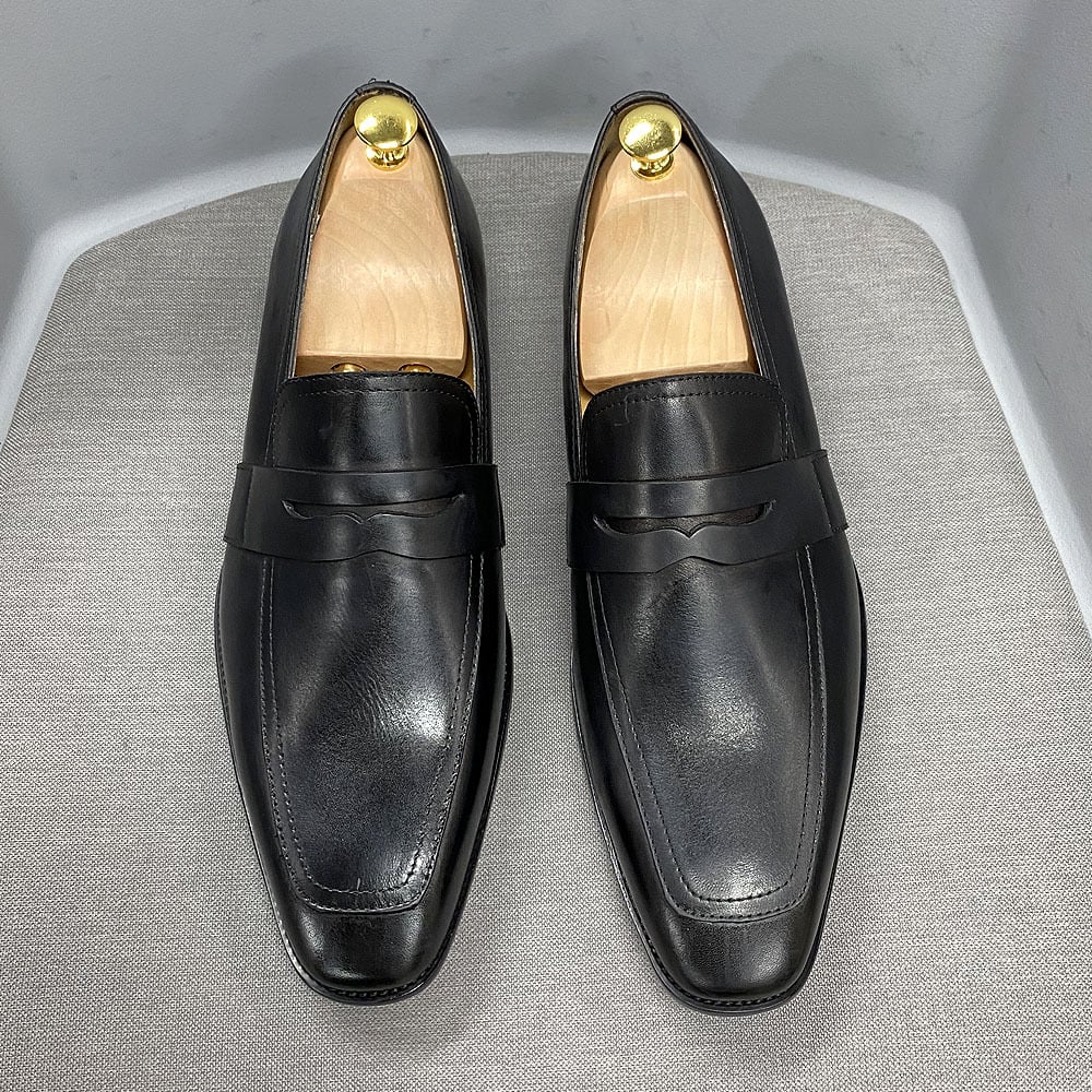 Men’s Italian Leather Business Dress Loafers – Classic Formal Shoes