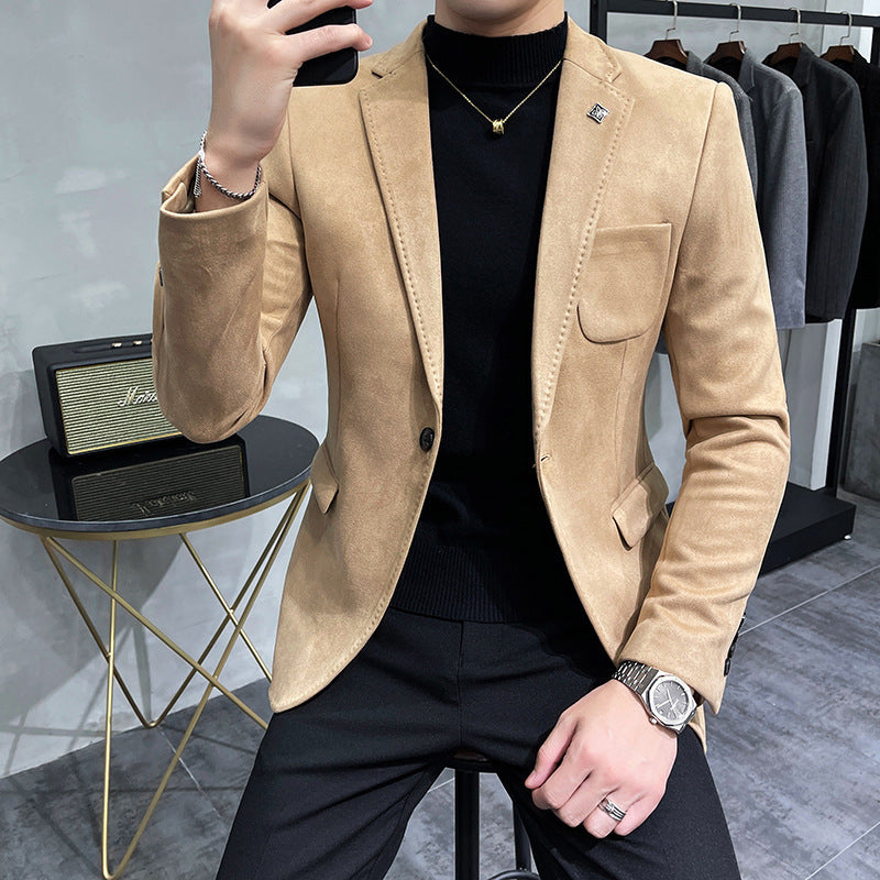 Men’s Slim Fit Faux Suede Blazer Jacket – Lightweight Smart Casual Jacket, M–4XL