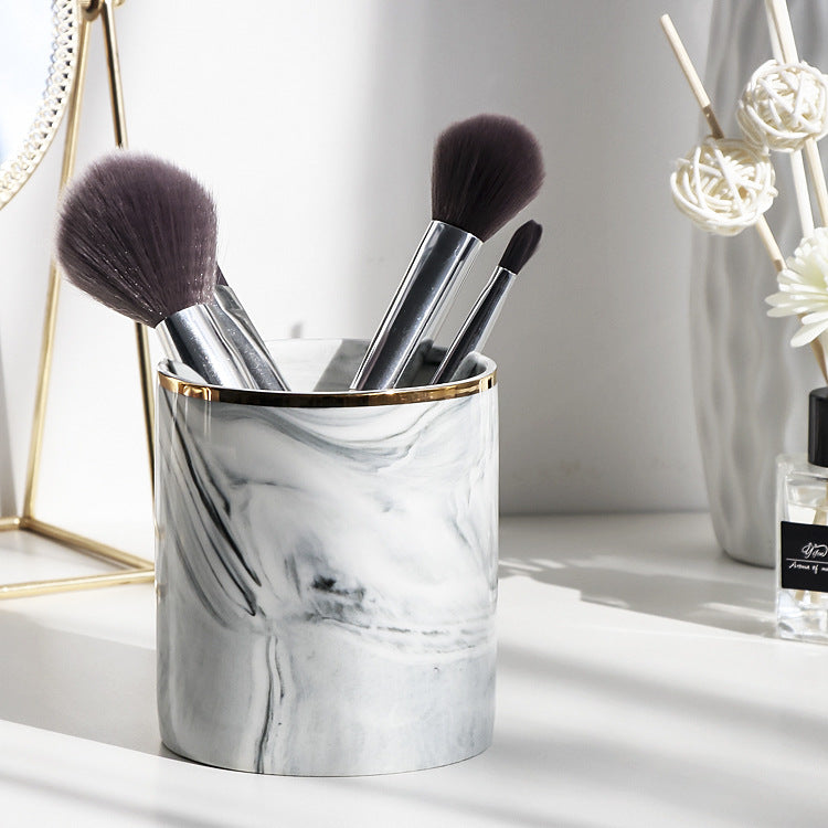 Marble Makeup Brush and Eyebrow Pencil Storage Holder