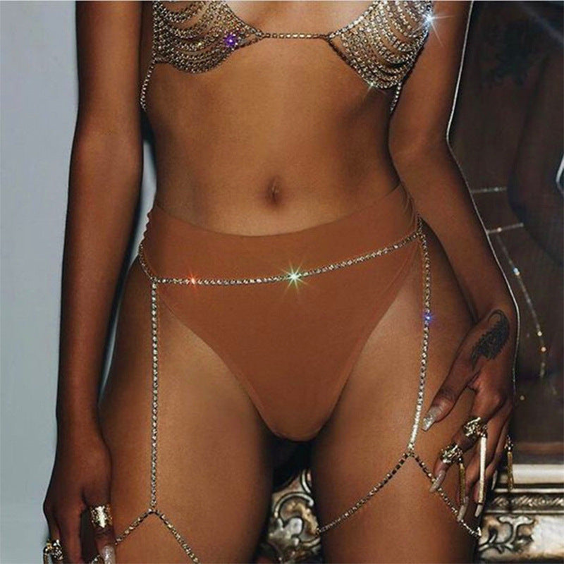 Women’s Multi-Layer Rhinestone Waist Body Chain – Gold & Silver Bikini Jewelry