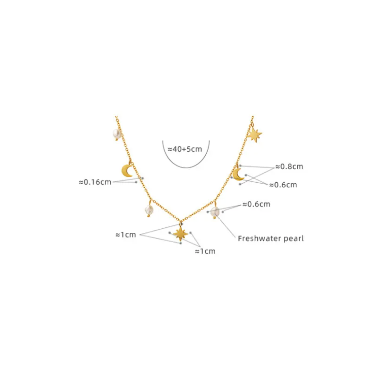 Women’s Star & Moon Tassel Necklace – Gold Titanium Steel Celestial Jewelry