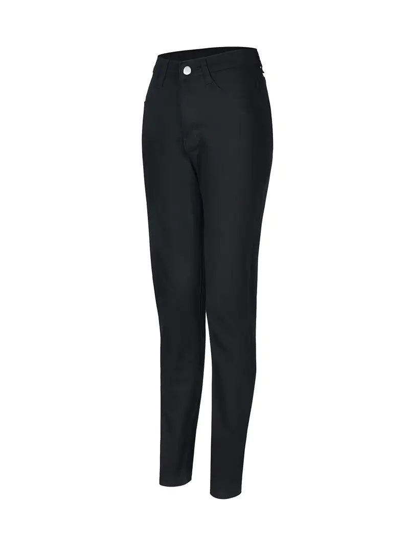 Women’s High-Rise Skinny Fit Stacked Jeans – Solid Color Pencil Denim, S–XXL