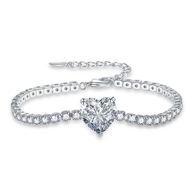 Women’s Vintage Heart Zircon Bracelet – Colorful Diamond-Style Fashion Jewelry