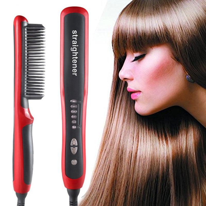 Straightening Brush – 2-in-1 Ceramic Hair Straightener & Curling Tool
