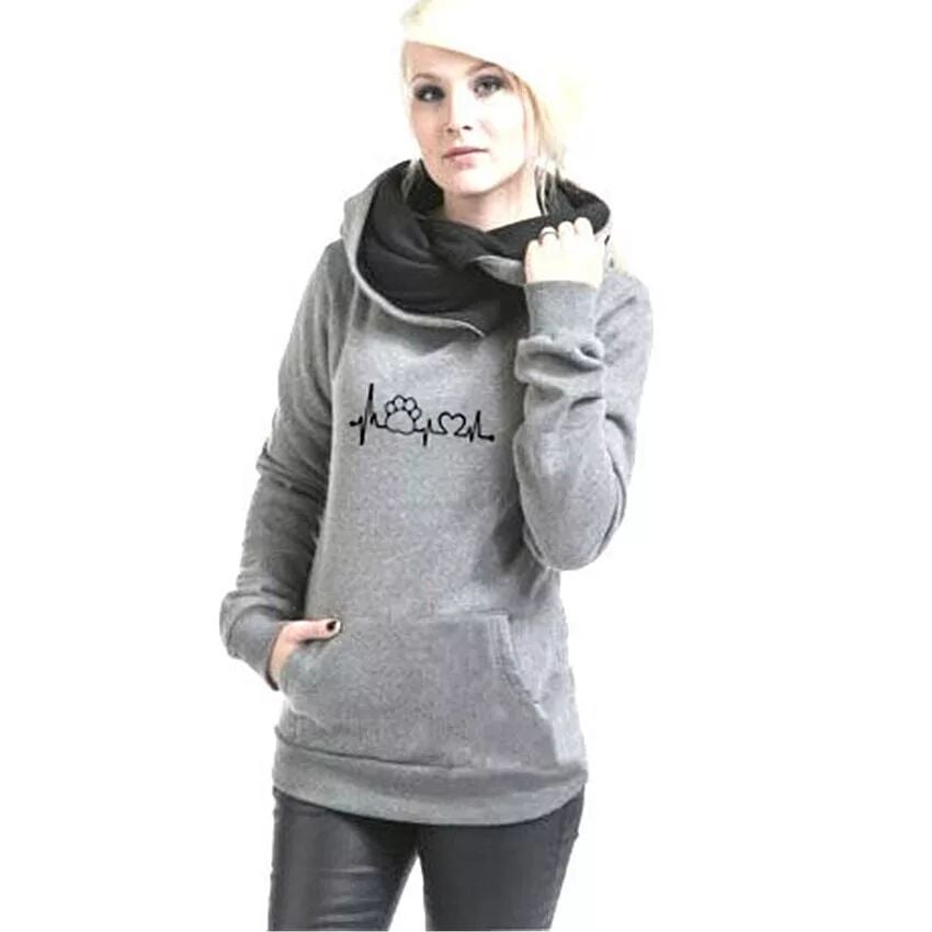 Women’s Embroidered Hooded Sweater – Lapel Pattern Long Sleeve Casual Pullover Hoodie, S–3XL