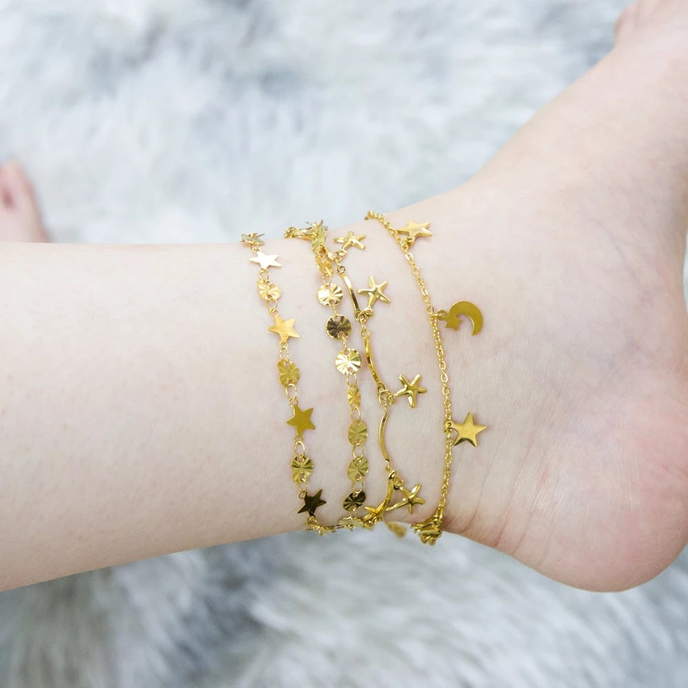 Stainless Steel Casual Retro Beach Anklet for Women