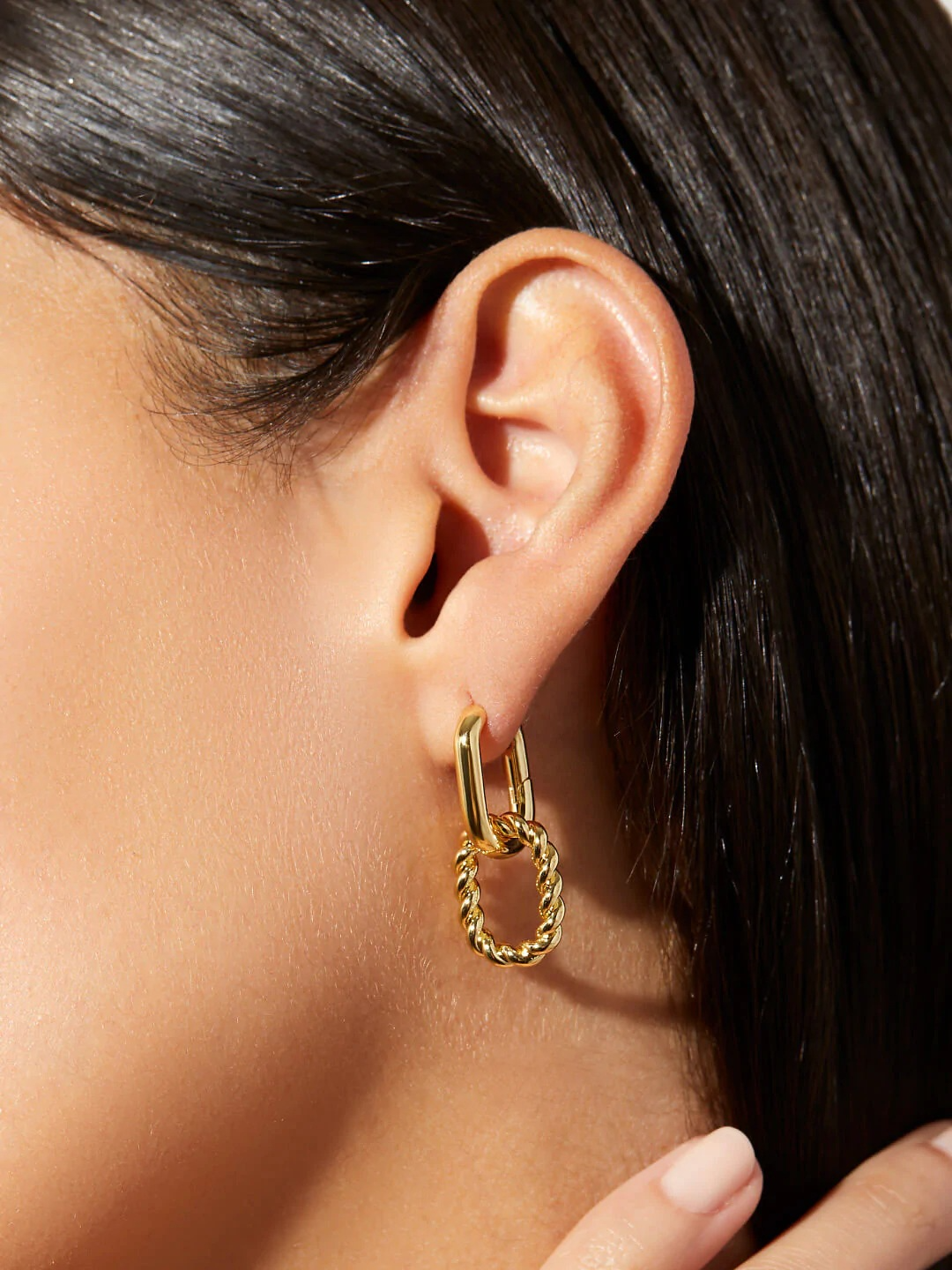 Sterling Silver Double Ring Earrings for Women – Elegant Modern Jewelry