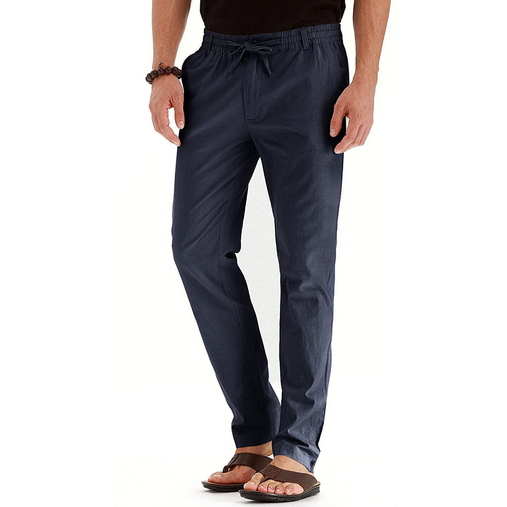 Men’s Loose Fit Cotton Pants – Elastic Waist Casual Trousers