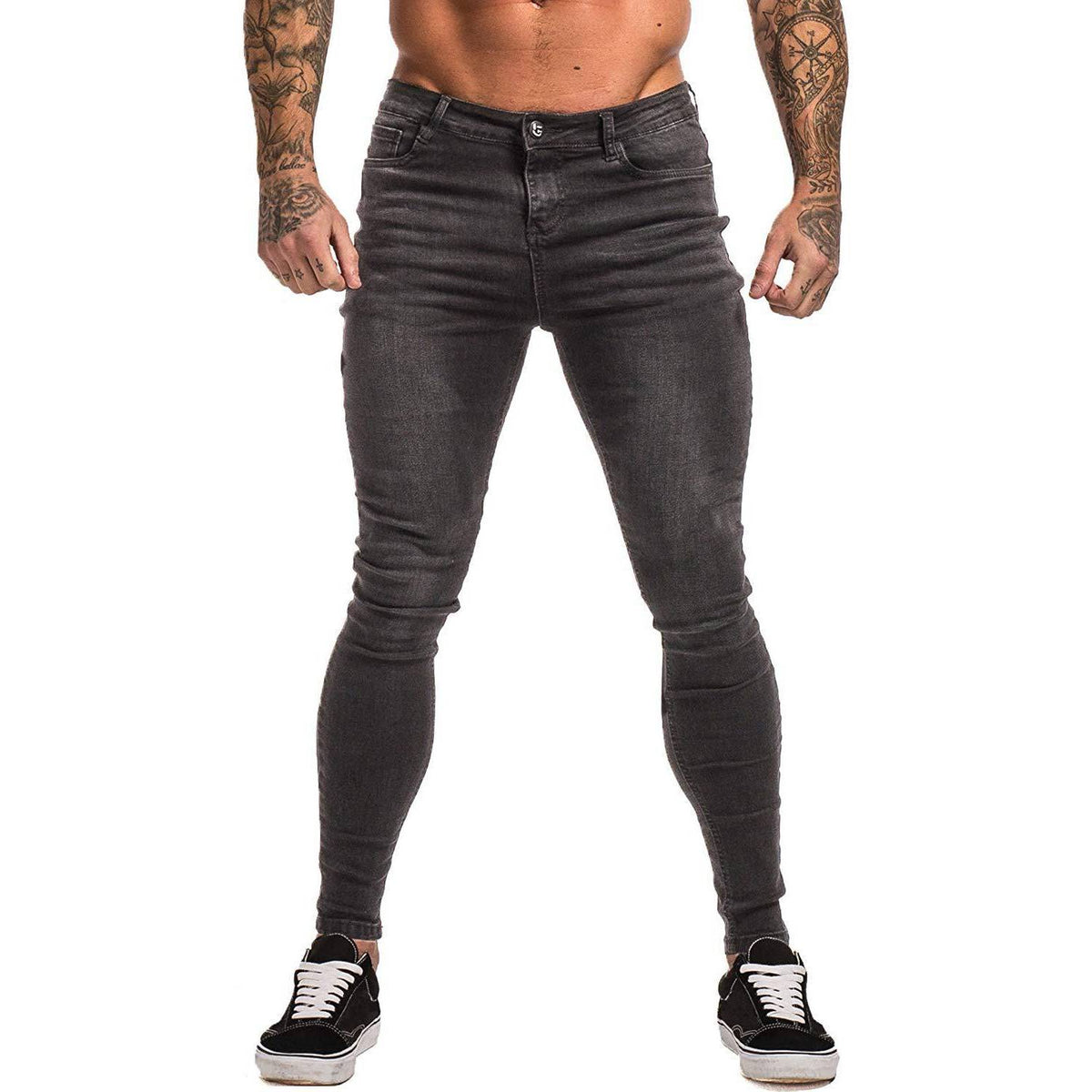 Men’s Blue Slim-Fit Stretch Skinny Jeans – Low-Waist Straight Denim in Black, Blue, Grey & Dark Blue, S–3XL