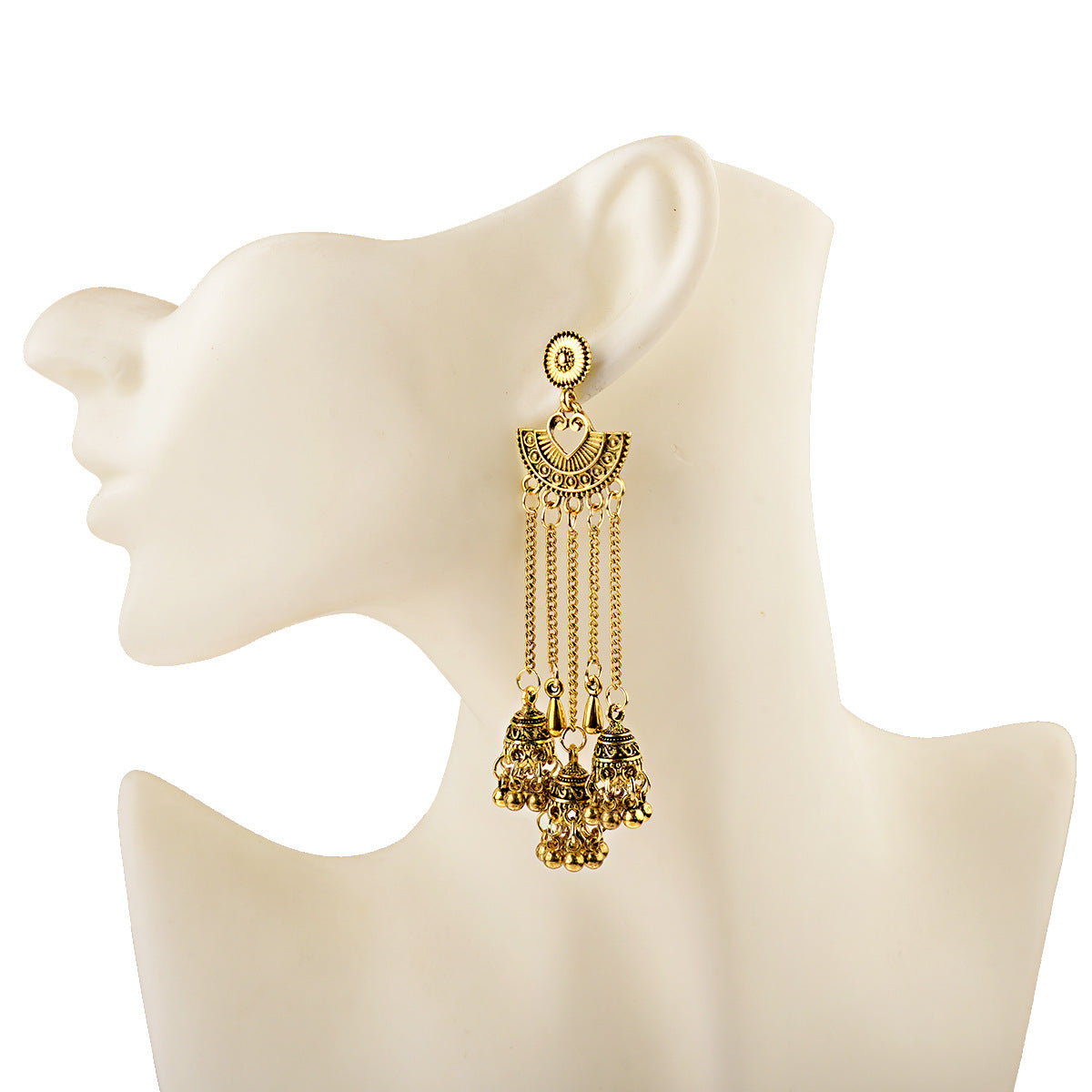 Vintage Bohemian Heart Tassel Earrings for Women – Romantic Boho Dangle Jewelry
