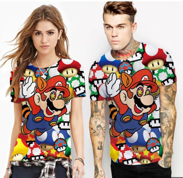 3D Printed Mario Cartoon T-Shirt for Men and Women