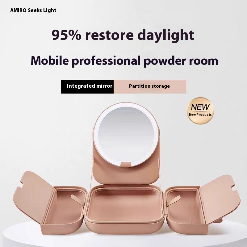 Multifunctional Cosmetic Mirror – LED Vanity Mirror with Storage Compartment